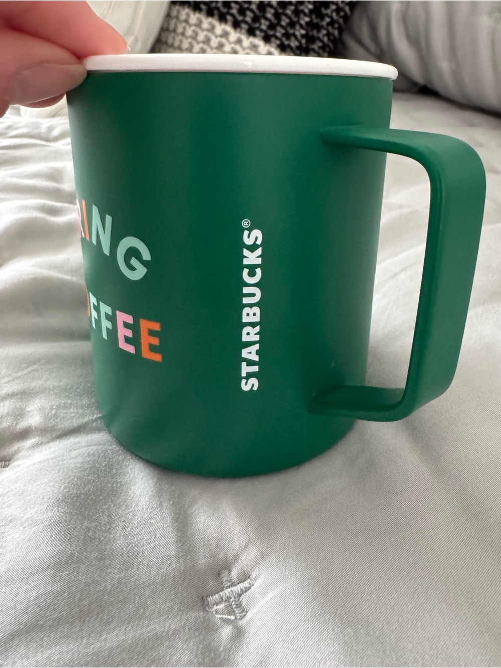 Starbucks Forest Green Matte Mug with Multicolor Accent Lettering NWT